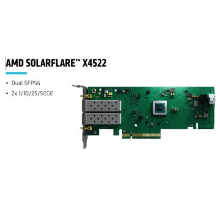 Solarflare X4522-PLUS Dual-Port 10/25/50GbE SFP56 NIC with ULL firmware Onload, PTP and TCP Direct