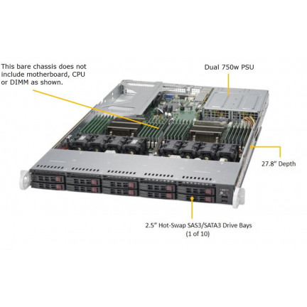 Ultra 1U Chassis, 10 x 2.5\