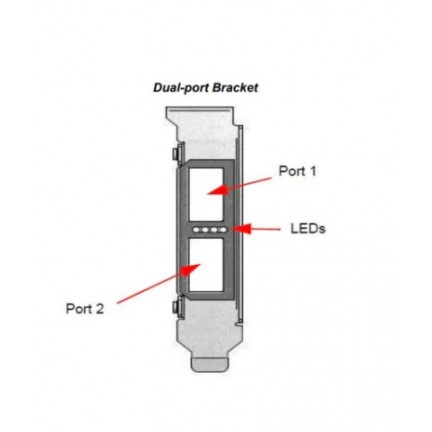 Tall bracket for 2-port QSFP adapter with gasket. Fits MHQH29C / MCX354A