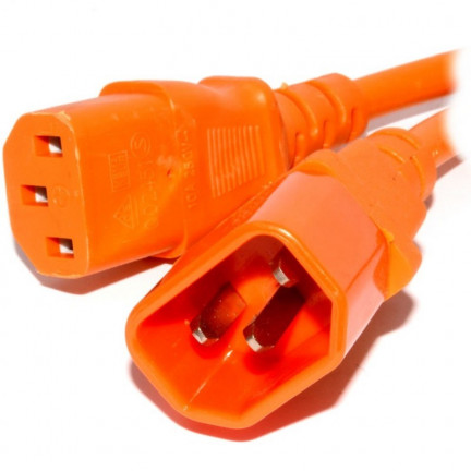 IEC 2m C14 to C13 Orange Power Cable